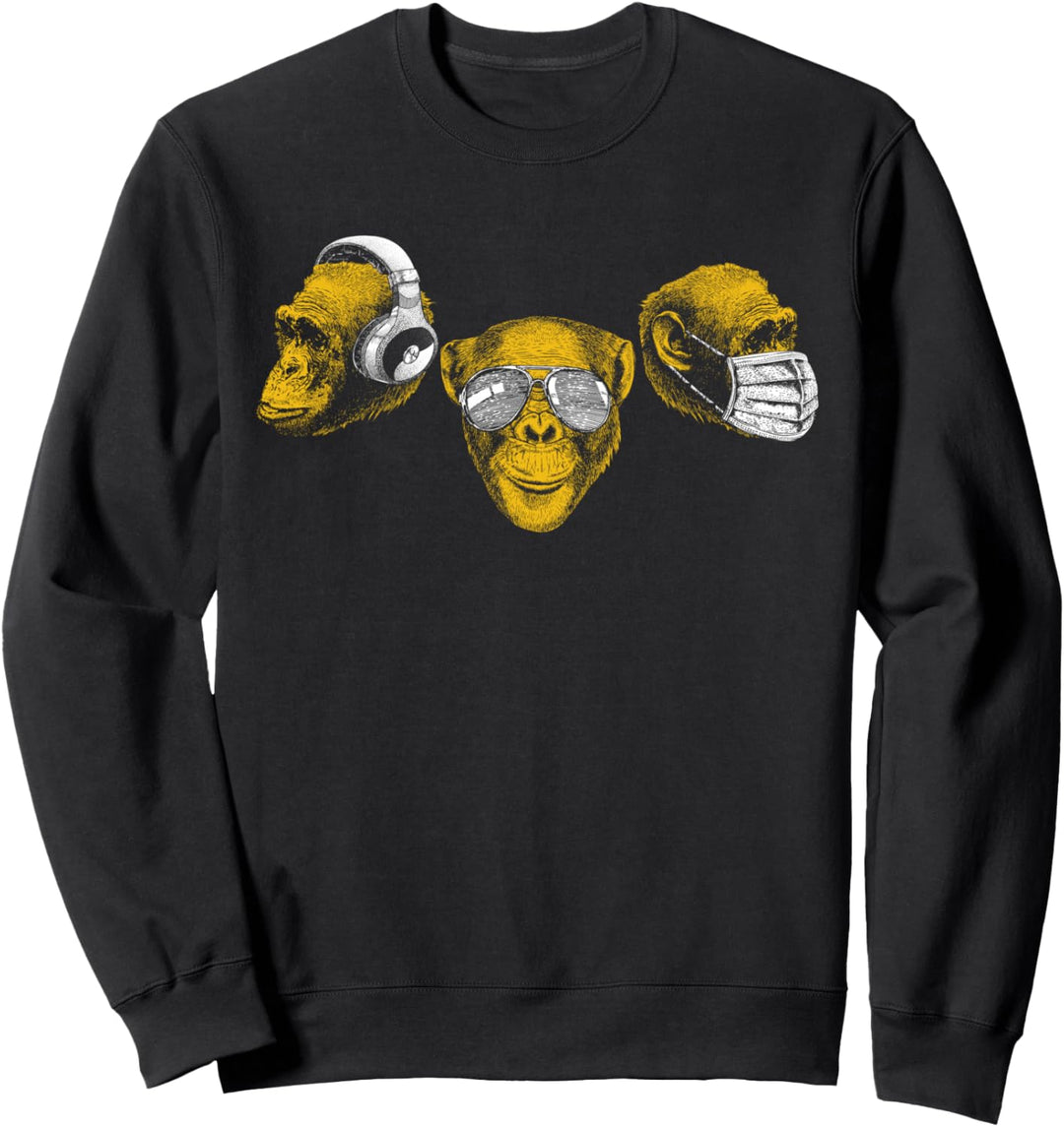 Drei Schimpansenköpfe weise Affen sprechen hören & sehen kei Sweatshirt