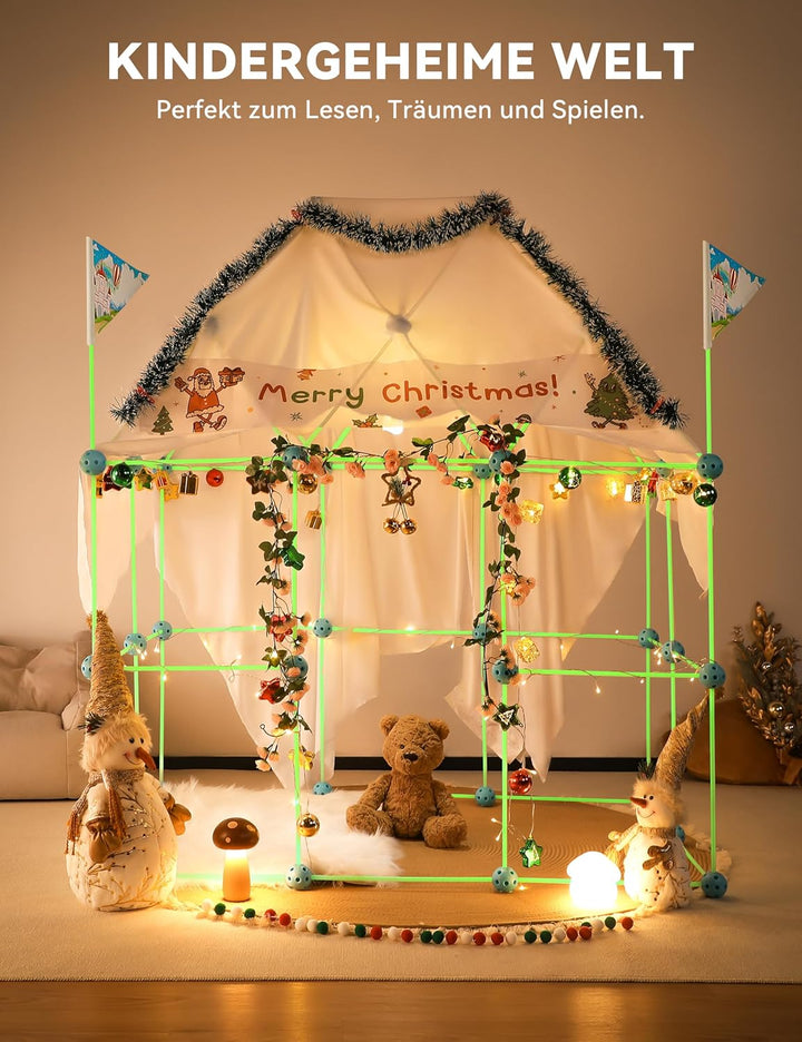 besrey Höhle Bauen Kinder – 144PCS Konstruktionsspielzeug mit Wurfspiel, Kinder Höhle, Outdoor Garte