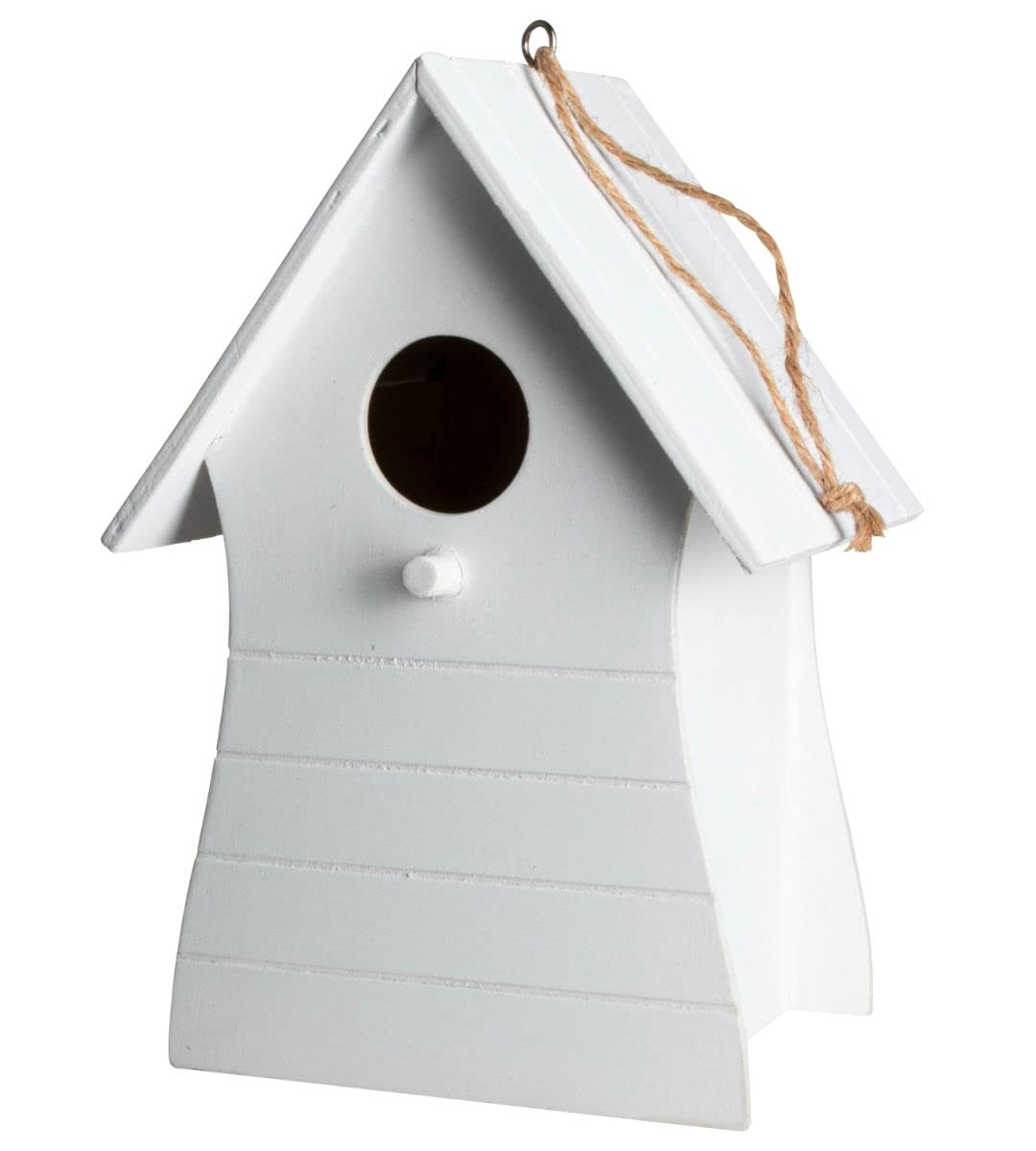 Spetebo Holz Vogelhäuschen zum Aufhängen 20 x 14 cm - weiss - Vogel Nistkasten mit Fütterungsluke -