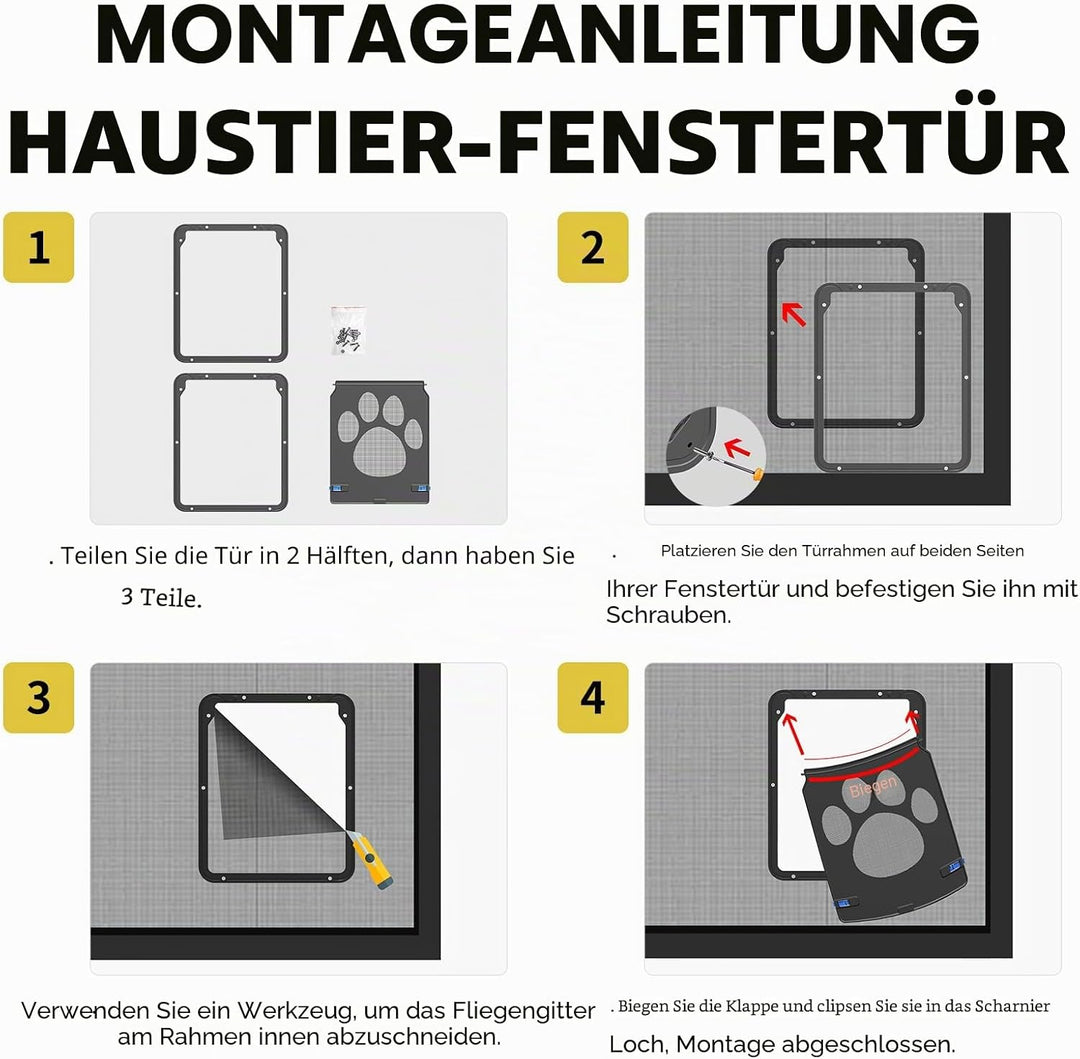 Enjoying Katzenklappe Fliegengittertür Öffnung 20 x 26 cm Hundeklappen für Klein hunde Haustiertor f