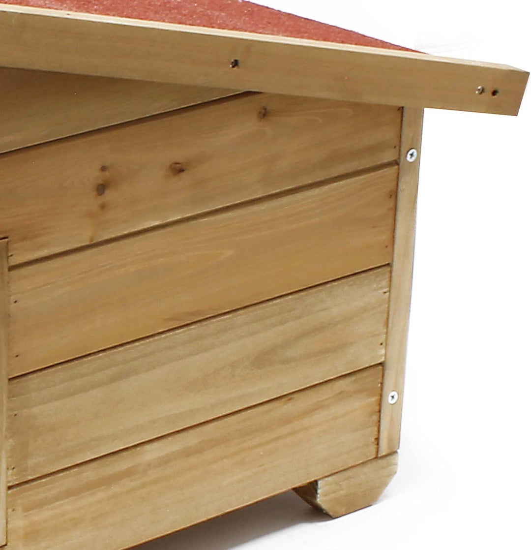 Wiltec Grosses Katzenhaus 99 x 52 x 42 cm aus Holz, Katzenhütte für Garten oder Terasse, Wurfkiste i