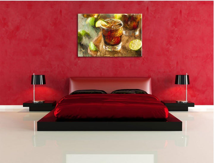 Pixxprint Erfrischender Cuba Libre Kunst als Leinwandbild/Grösse: 100x70 / Wandbild/Kunstdruck/ferti