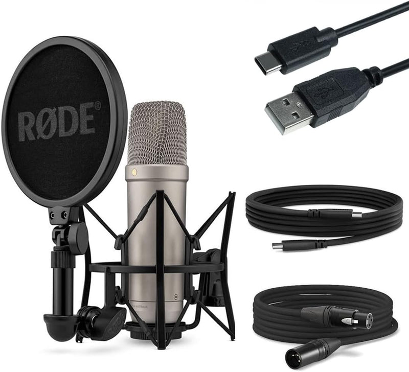 Rode NT1 5th Generation XLR USB Studio-Mikrofon + keepdrum USB Kabel Typ A zu Typ C 50cm