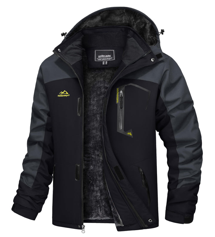 TACVASEN Herren Winter Wasserdichte Winddichte Winterjacke Warme Fleece-Futter Ski Regenmantel mit K