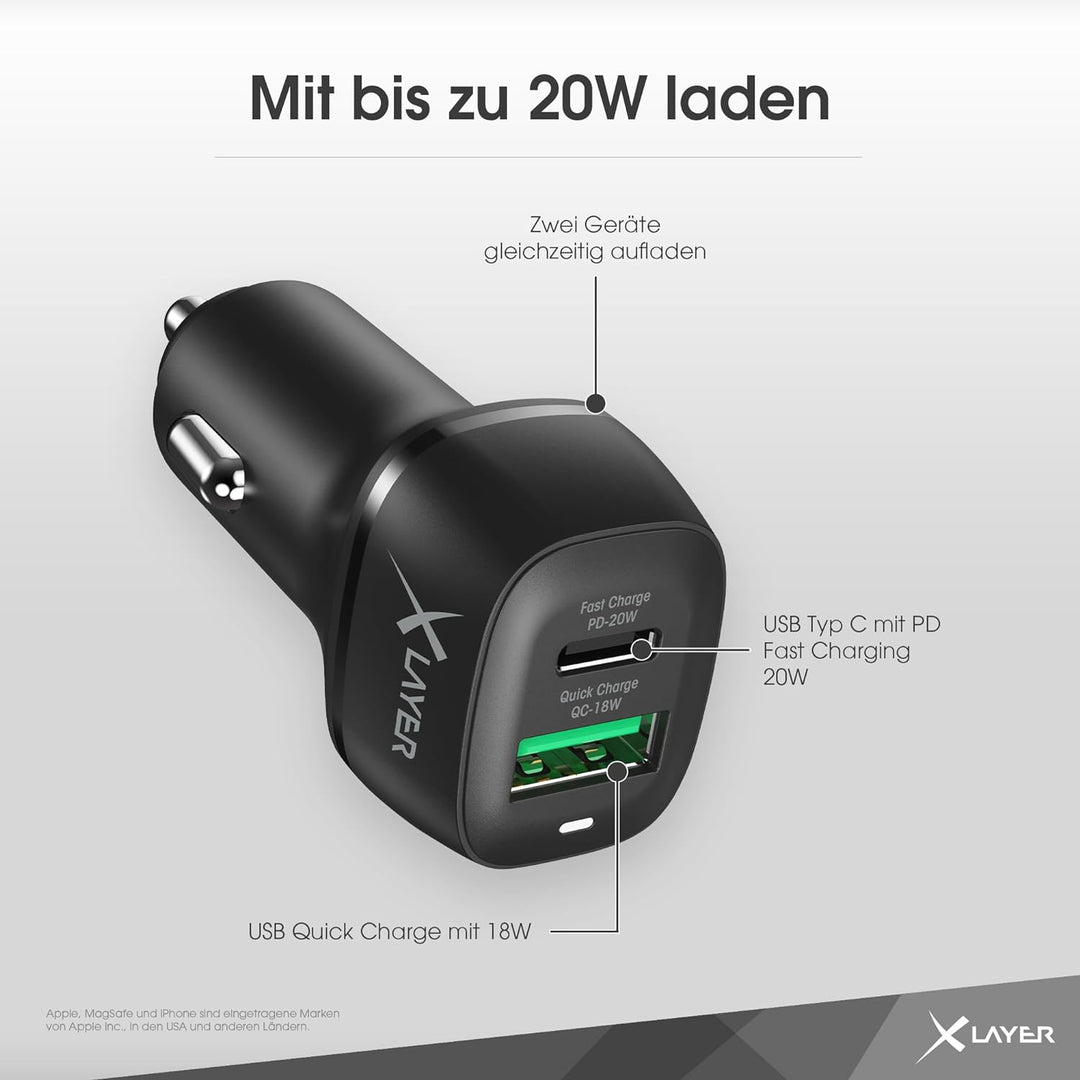 XLayer MagFix Pro Wireless KFZ Handyhalter mit USB-C Kabel und Kabellos Ladegerät Standby Kompatibel