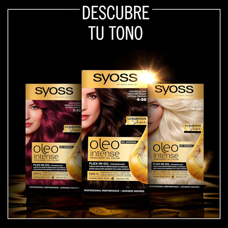 Syoss Oleo Intense Permanente Intensive Ölfarbe, 7,58 Cool Beige Blond, 3er Pack