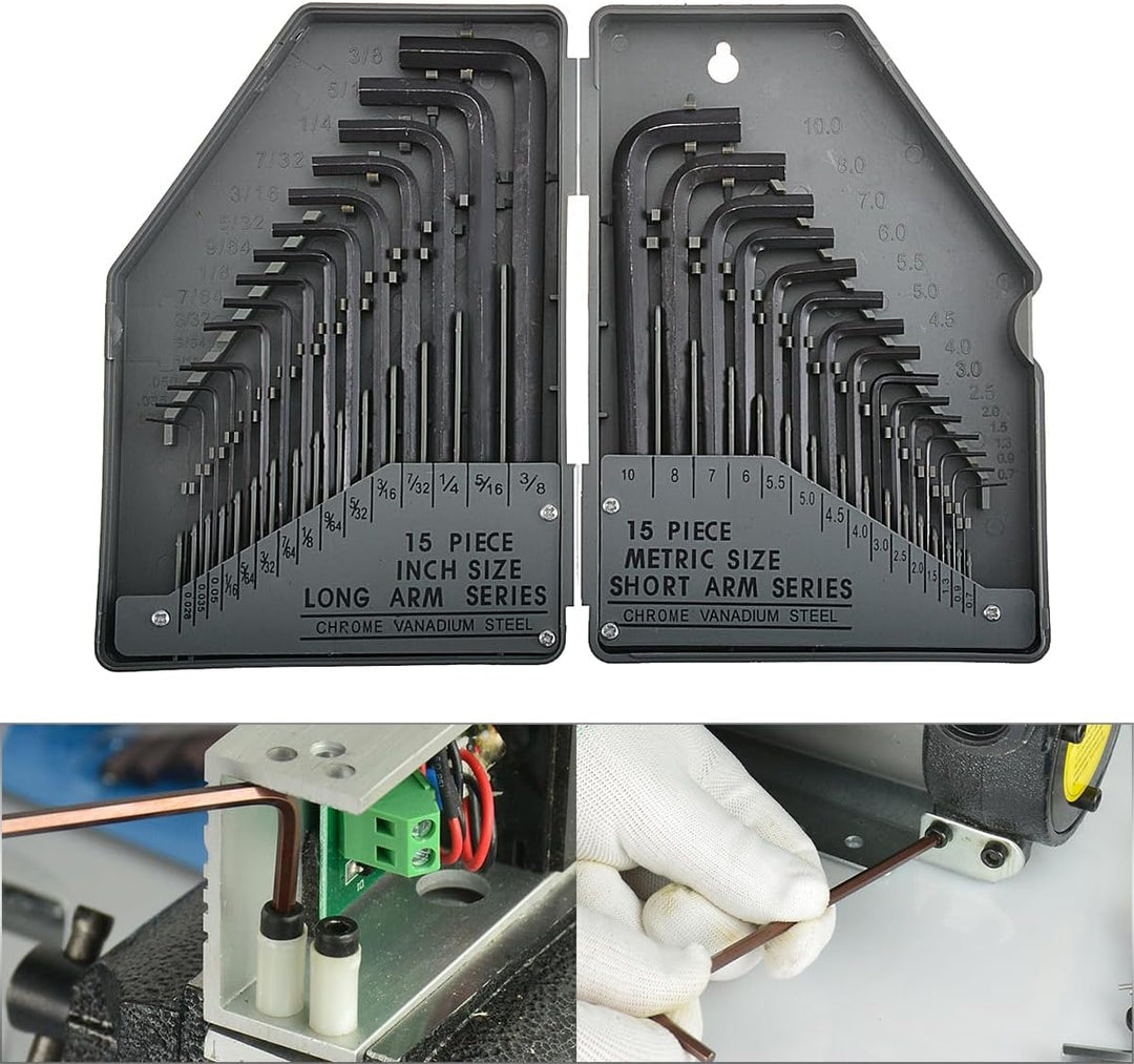 Innensechskant Satz 30 tlg, Imperial und Metric Hex Inbusschlüssel Sets, langer Arm und kurzer Arm L