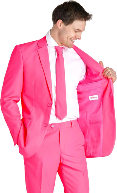 OppoSuits Herren Opposuits Halloween Suit For Men in Creepy And Stylish Print Anzug, Neon Pink Power