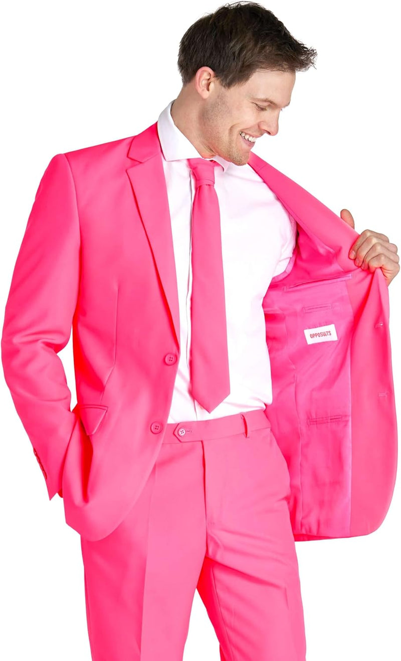 OppoSuits Herren Opposuits Halloween Suit For Men in Creepy And Stylish Print Anzug, Neon Pink Power