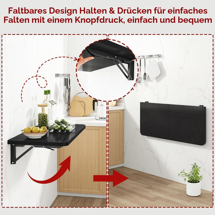 IBUYKE Wandklapptisch, Wandtisch Klappbar Kleiner, Platzsparender &amp; vielseitig einsetzbar, Klapptisc