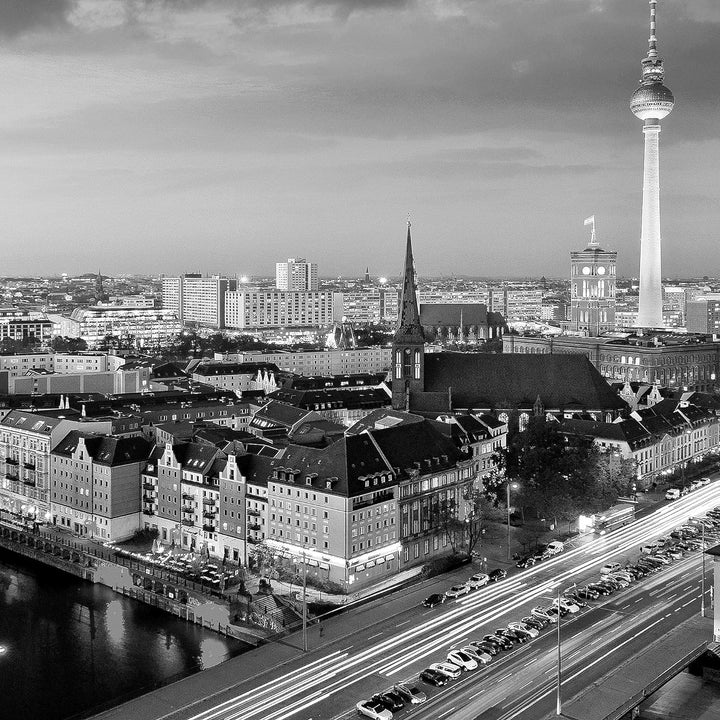 Runa Art Wandbilder Berlin 5 Teilig Bild auf Vlies Leinwand Deko Büro Wohnzimmer Stadt Schwarz Weiss