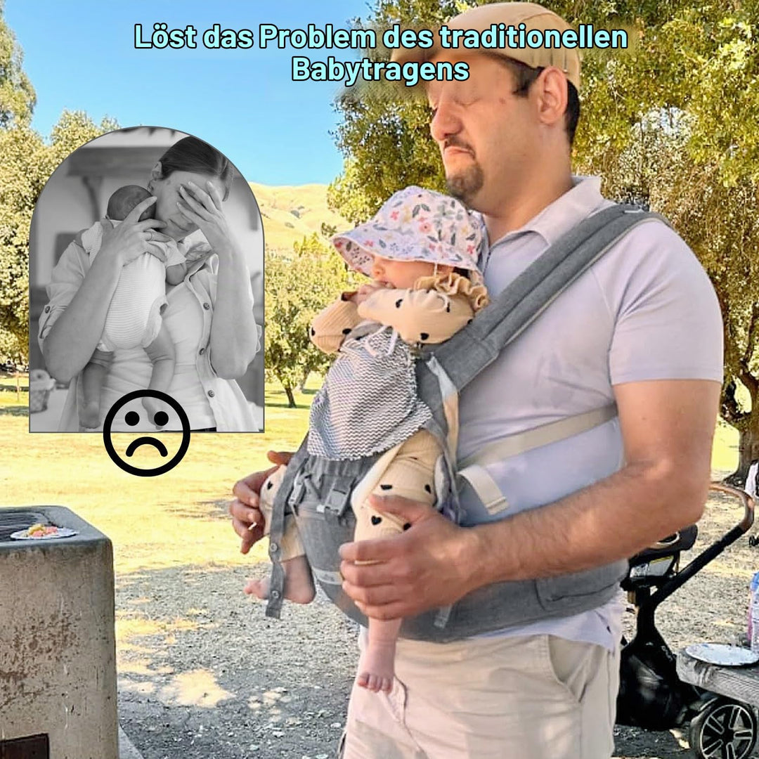 Babytrage Neugeborene ab Geburt für 3–36 Monate, Baumwolle Ergonomische Trage Baby mit Hüftsitz, Bab
