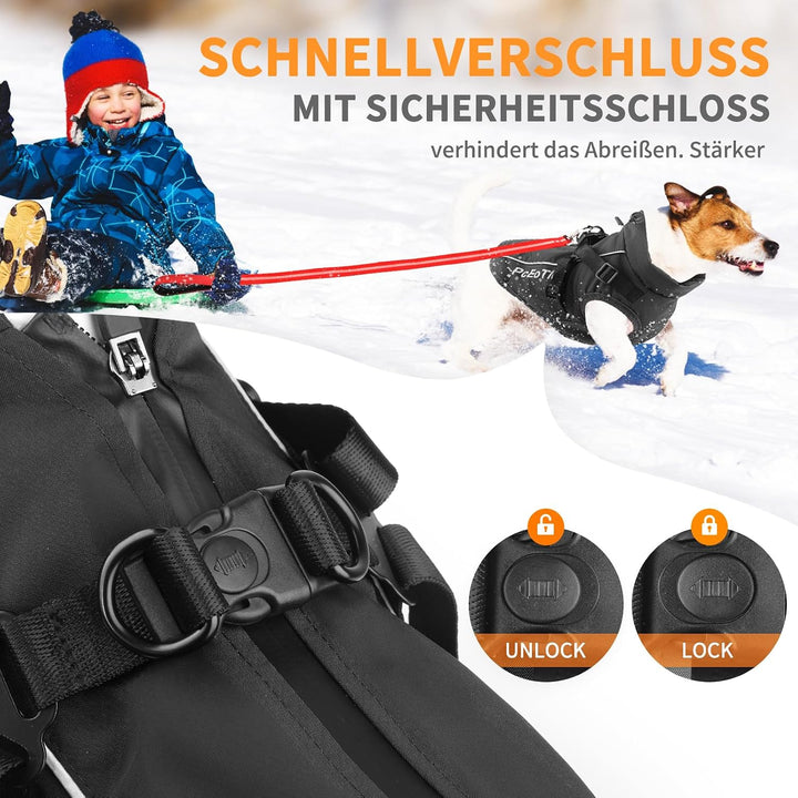 PcEoTllar Wasserdichter Hundemantel für kleine Hunde, warme reflektierende Jacke mit Geschirr für de