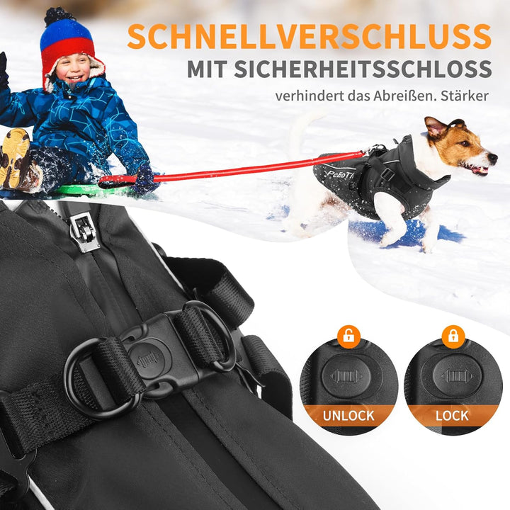 PcEoTllar Wasserdichter Hundemantel für kleine Hunde, warme reflektierende Jacke mit Geschirr für de
