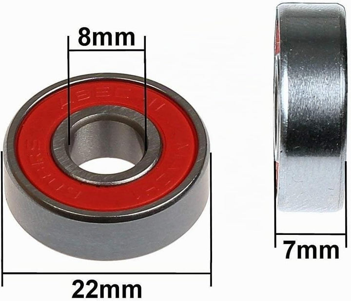 FunTomia 8, 16 oder 32 Stück ABEC-9 608er 2RS MACH1 Renn Kugellager/Lager + Spacer z.B. für Inliner