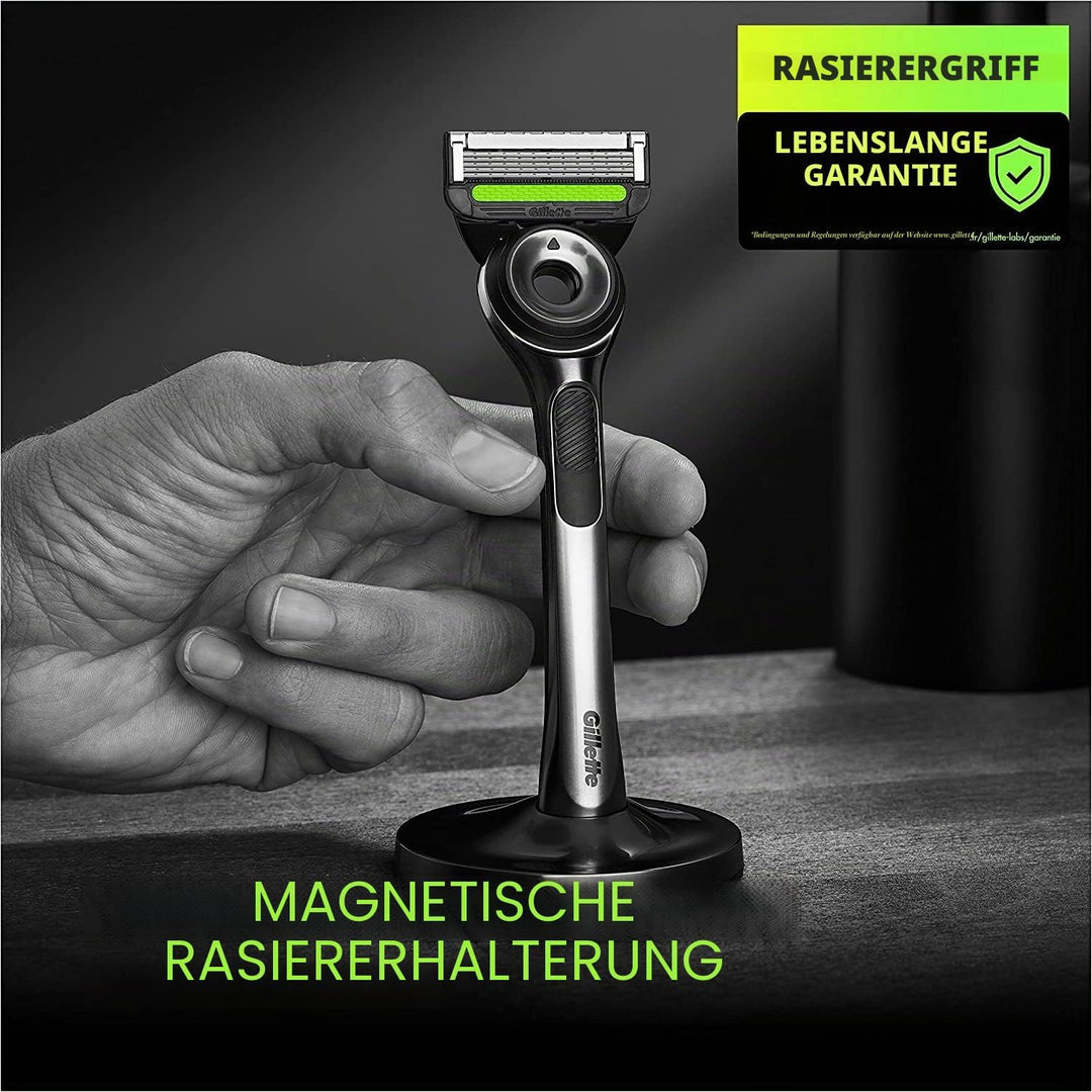 Gillette Gillette Labs mit Peelingstange, Herrenrasierer, 1 Griff, – 5 Ersatzklingen, mit Reiseetui,