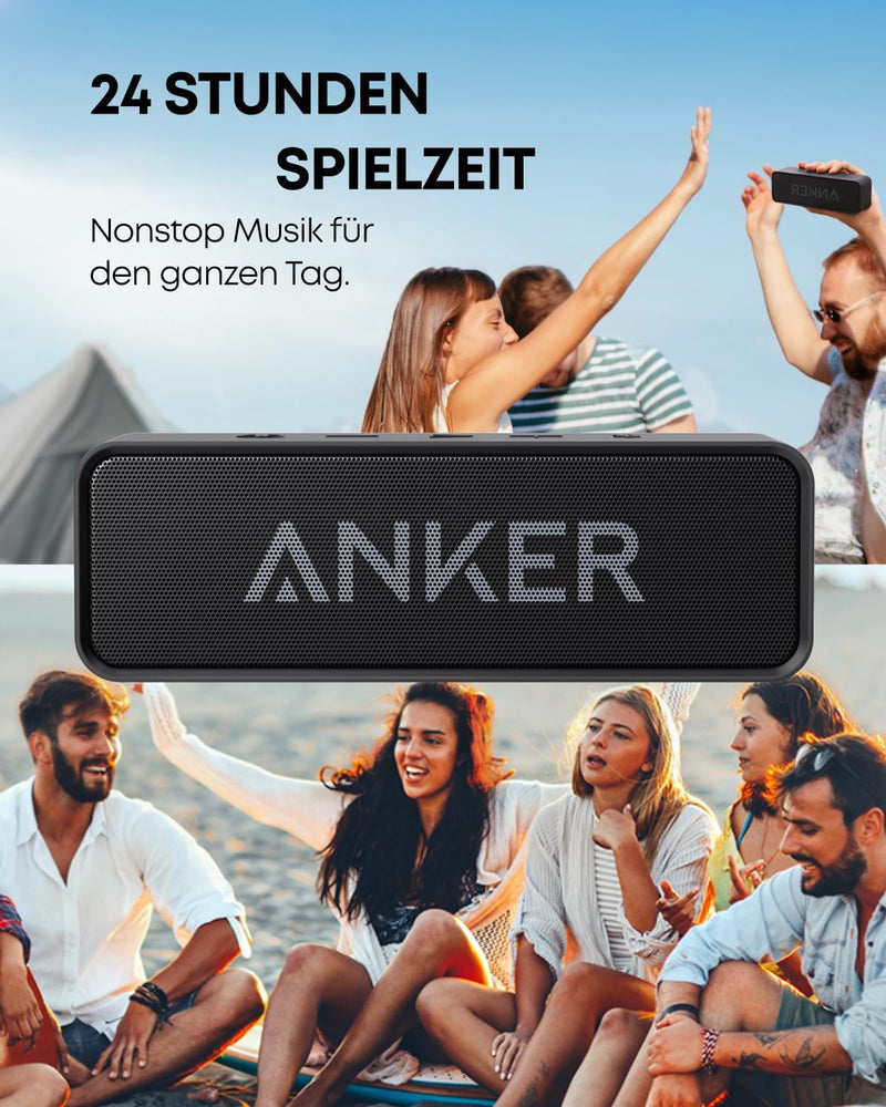 Anker SoundCore Kompakter Bluetooth 4.2 Lautsprecher, 24 Stunden Wiedergabe, Intensiver Bass, Integr