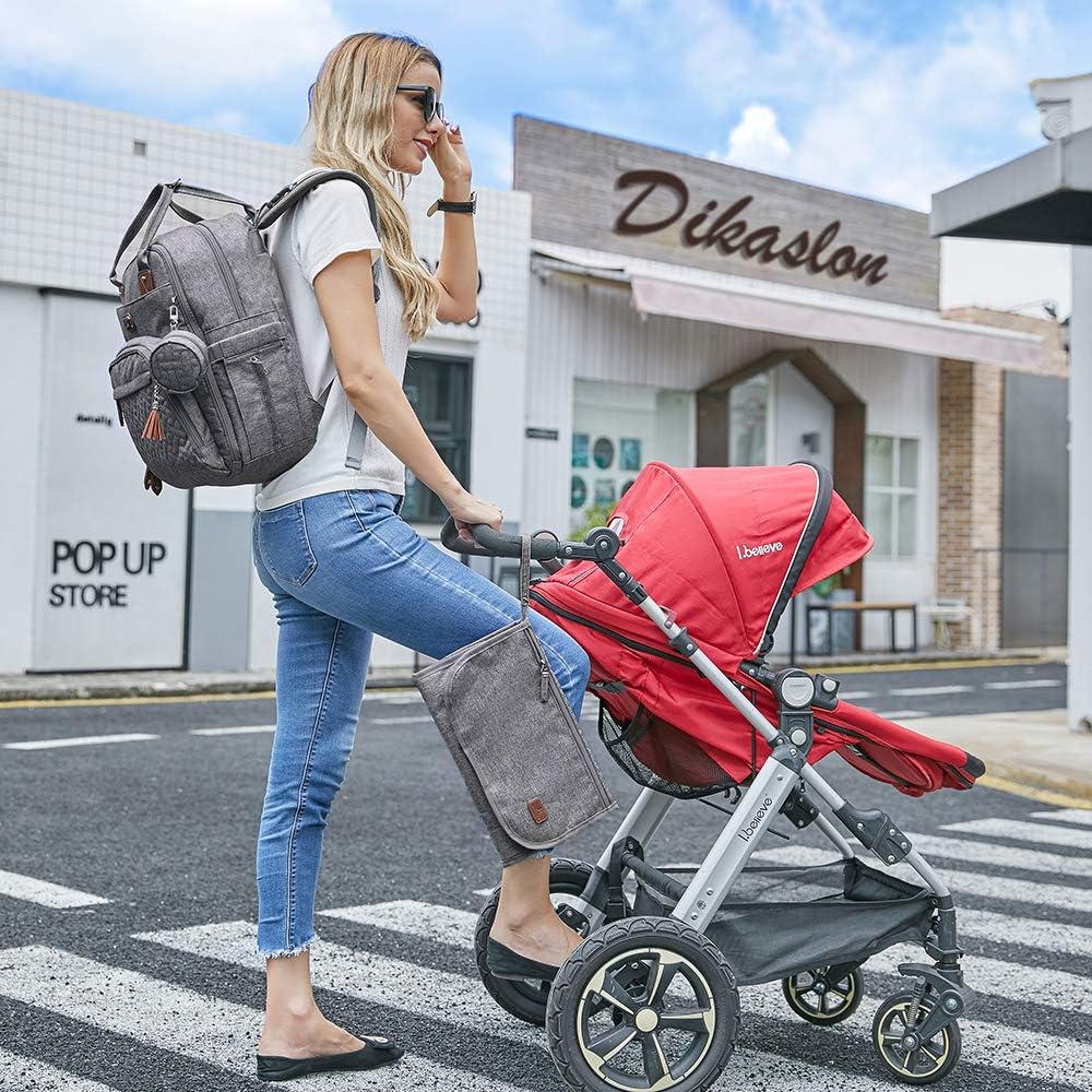 Dikaslon Wickeltasche Rucksack Grosser Wickelrucksack mit Multifunktions-Babytaschen und mobiler Wic