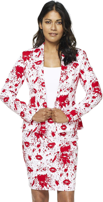OppoSuits - Verrückter Anzug mit lustigen Prints für Damen - Komplettes Set: Jacke und Rock 34-38 Bl