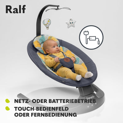 LIONELO Ralf 2in1 Babywippe und Liegestuhl, Fernbedienung, 12 Melodien, zwei Schaukelrichtungen, 5 S