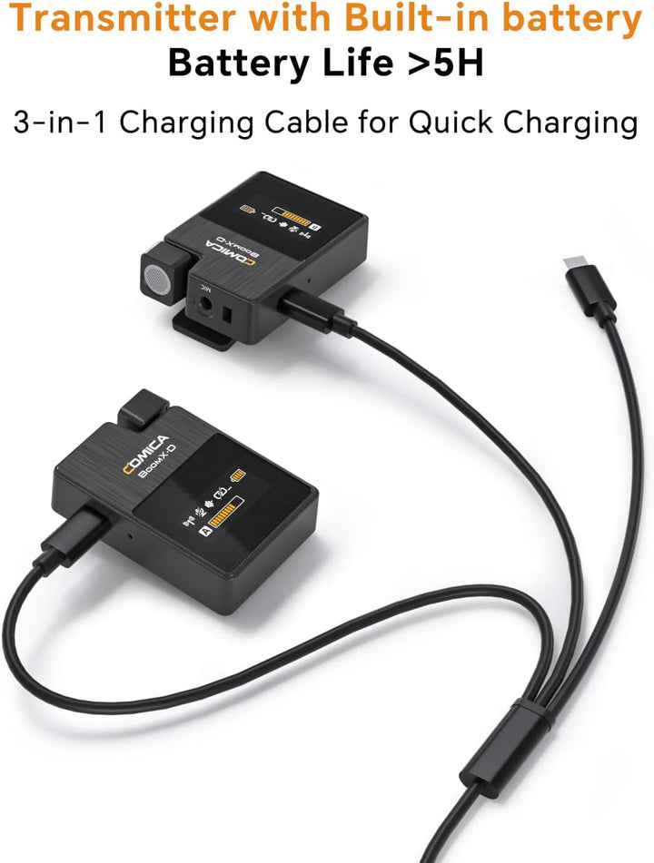 COMICA Drahtloses Mikrofon, BoomX-DUC2 2.4G kompakte drahtlose Mikrofonsystem für USB C Smartphone u