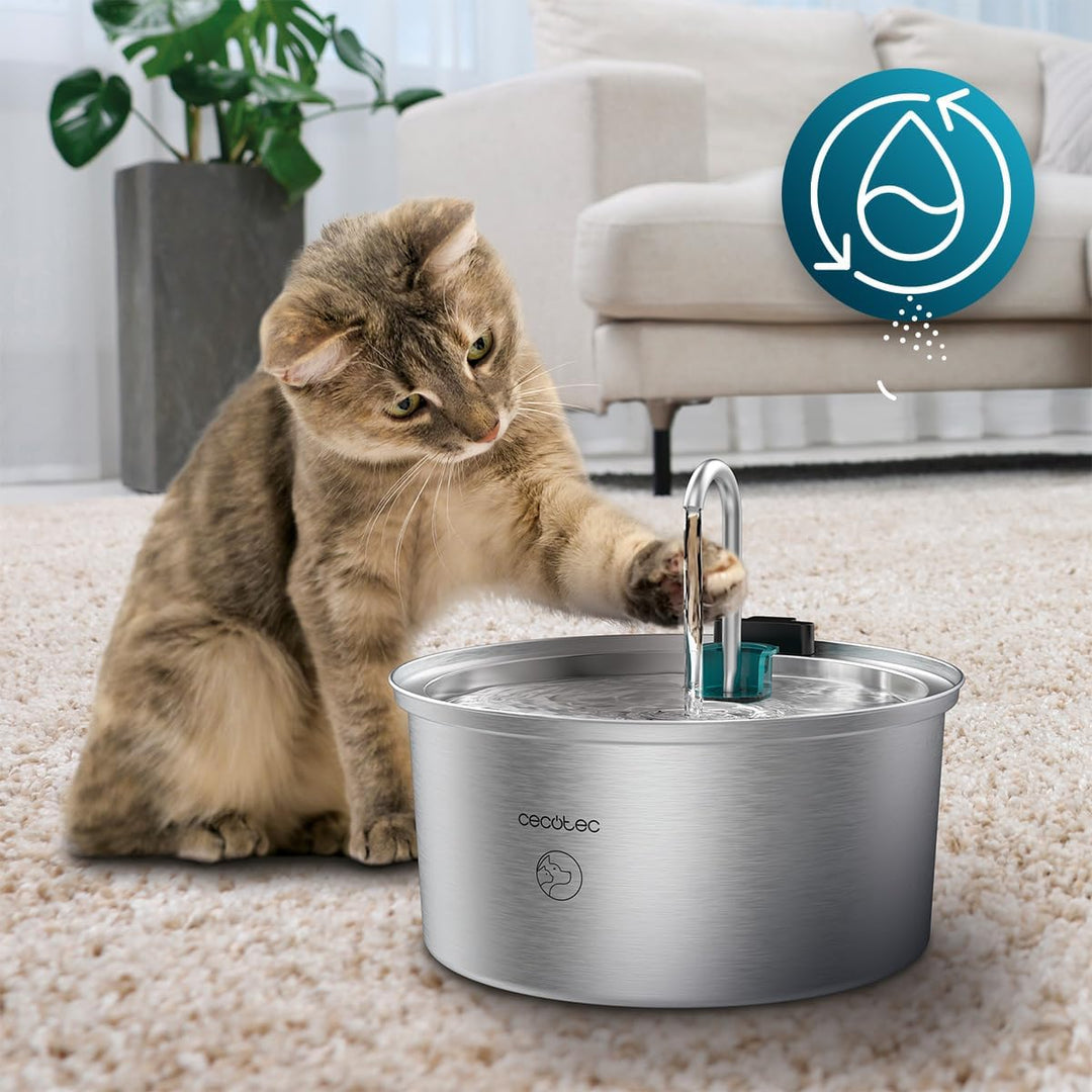 Cecotec Pumba 3200 Refresh INOX Automatischer Katzenbrunnen für Katzen, Haustiere, Fassungsvermögen