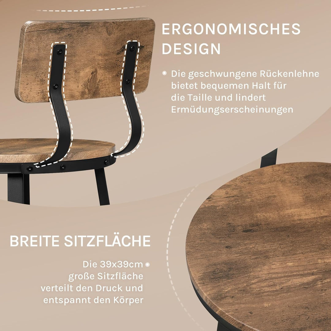 WOLTU Barhocker 2er Set, Küchenhocker Kücheninsel, Barstuhl rund, Tresenhocker mit Rückenlehne Fusss