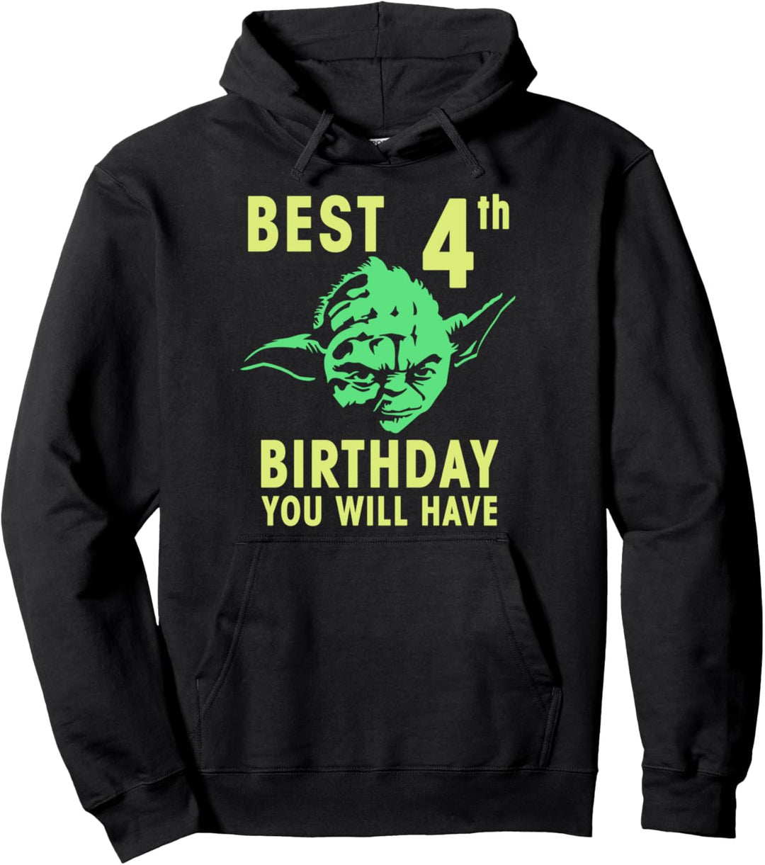 Star Wars Yoda Best 4th Birthday You Will Have Stencil Pullover Hoodie