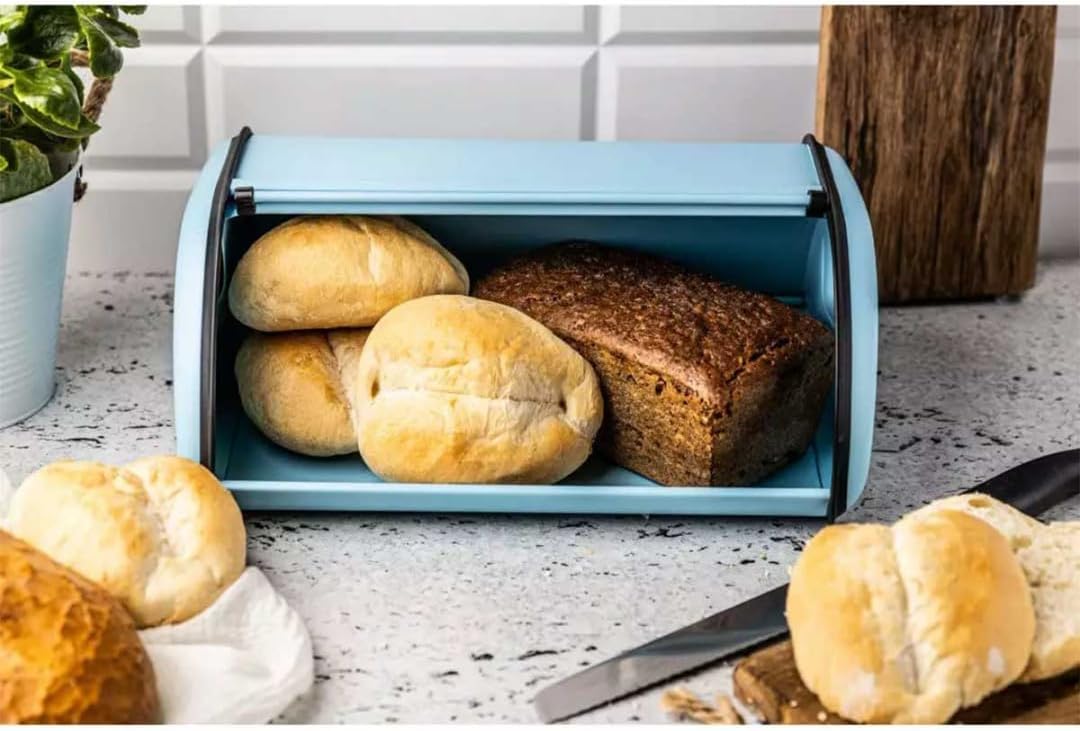 KING HOFF Brotkasten Brotbox Brotbehälter Brotdose (Blue, 44L x 27B x 18,5H cm) Blue 44 cm x 27 cm x