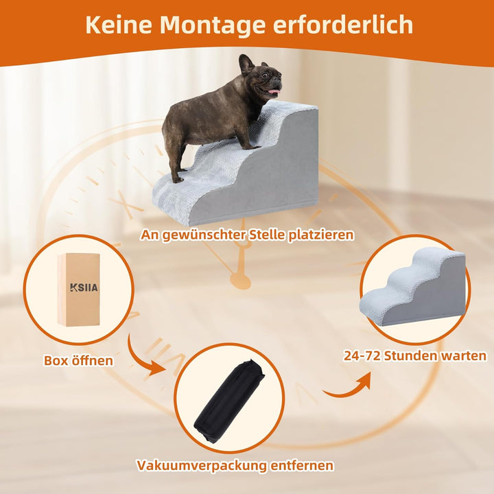 KSIIA Hundetreppe 5 Stufen, 57.5cm Hoch Haustiertreppe Hundetreppe für Kleine Hunde, Katzentreppe Hu