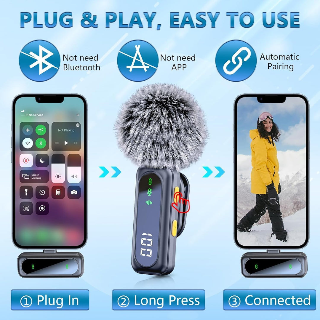 OBEST Mini kabelloses Lavalier Mikrofon für iPhone,iPad und Android,Magnetisches Ansteckmikrofon für