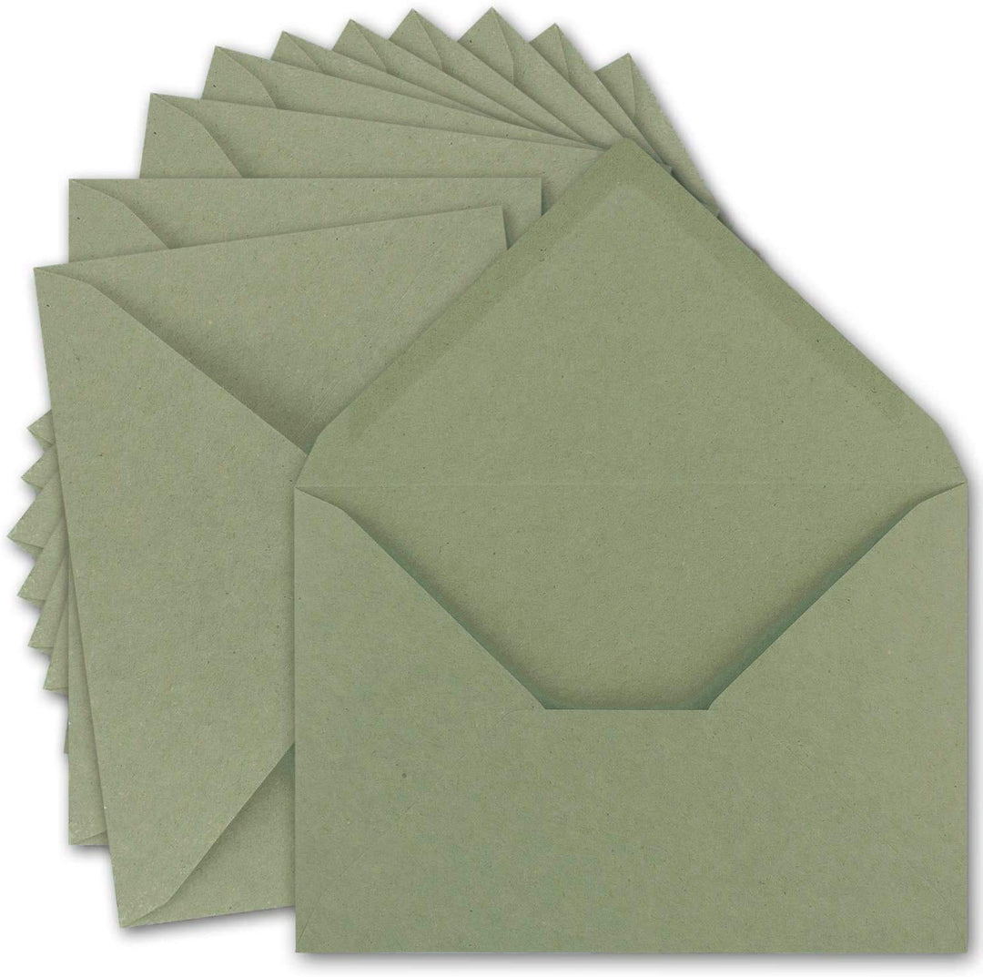 100x Vintage Brief-Umschläge DIN C5 Kraftpapier 120 g/m² - 157 x 225 mm - grün Recycling - Nassklebu