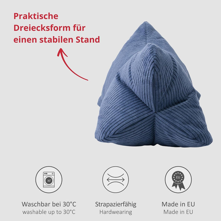 liebling Cord Lesekissen für Bett und Sofa, Bücherkissen, Lesehilfe, 40x25 cm, Leseknochen, Serie Ve
