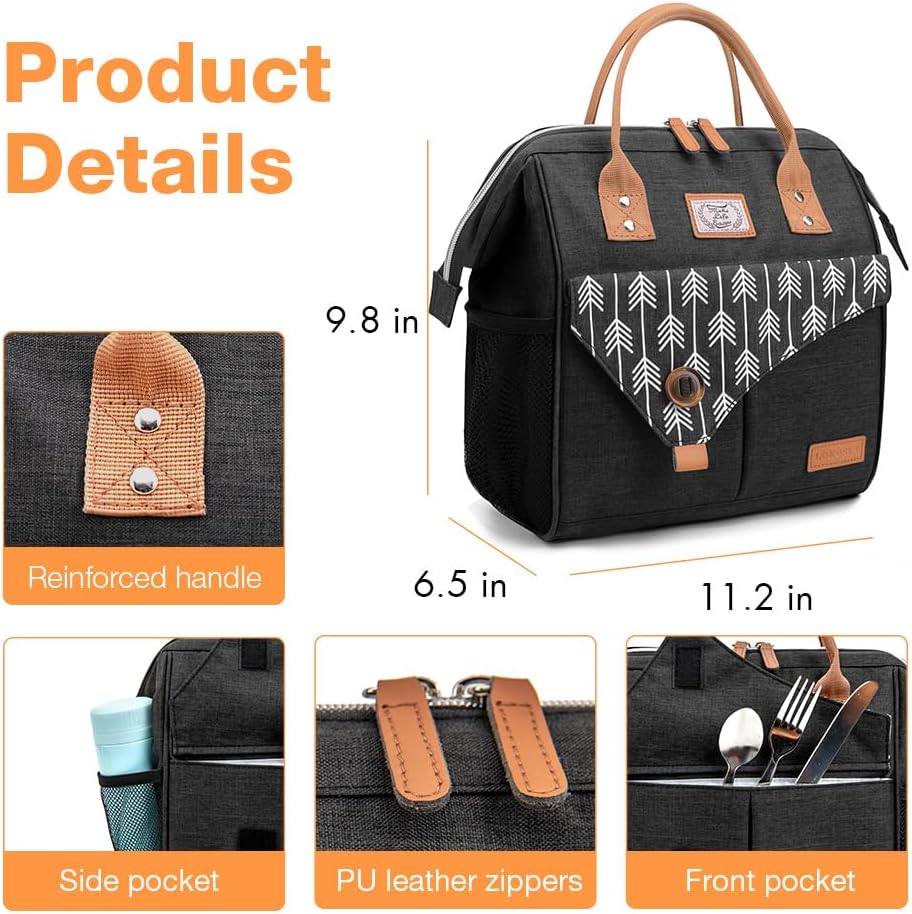 Lekesky Kühltasche Klein Lunch Damen Lunchtasche Isolierte für Frauen Auslaufsichere Weit Geöffnete