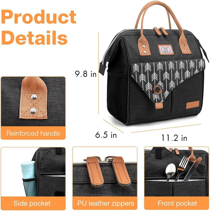 Lekesky Kühltasche Klein Lunch Damen Lunchtasche Isolierte für Frauen Auslaufsichere Weit Geöffnete