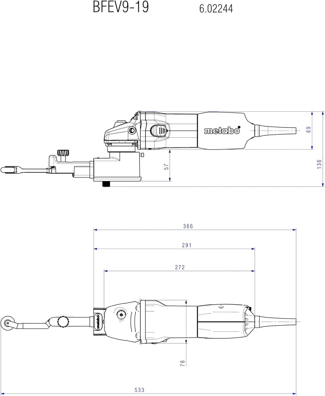 Metabo Bandfeile BFE 9-20 Set (602244500) Stahlblech-Tragkasten, Nennaufnahmeleistung: 950 W, Abgabe