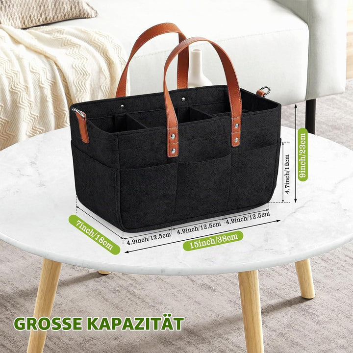2er Filztasche Einkaufskorb, 16L Filztasche Einkaufstasche mit Fächern Shopper für Outdoor Trips, Pi