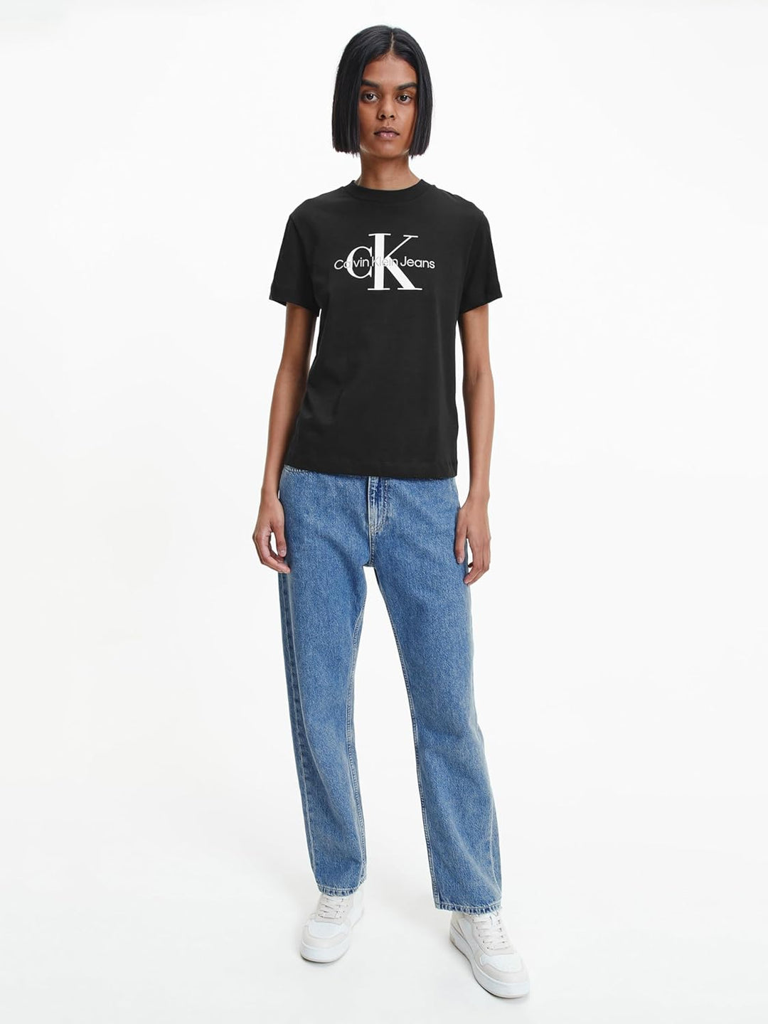 Calvin Klein Damen T-Shirt Kurzarm Core Monologo Rundhalsausschnitt XS Schwarz (Ck Black), XS Schwar