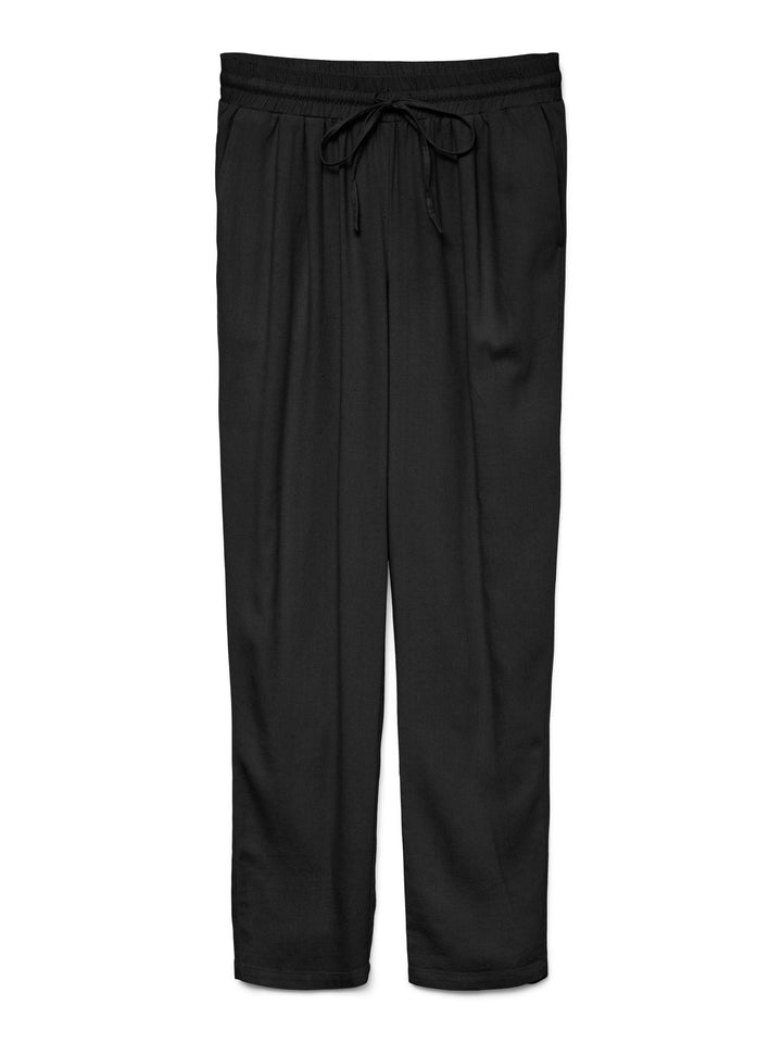 VERO MODA Damen Legere Leinen Stoffhose Casual Schlupfhose Lockere Ankle Pants XS Schwarz, XS Schwar