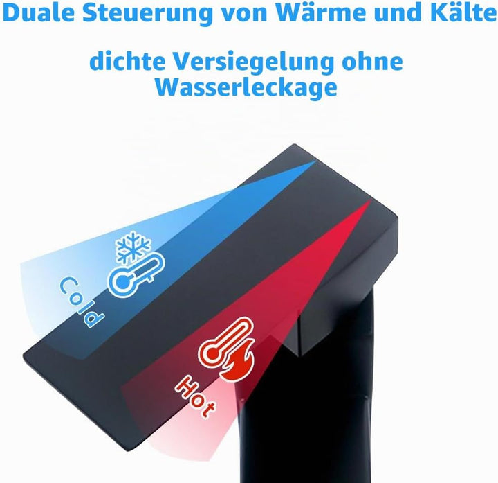 Mineup Wasserhahn Bad Schwarz, Waschtischarmatur, Waschbeckenarmatur, Mischbatterie Waschbecken, Bad