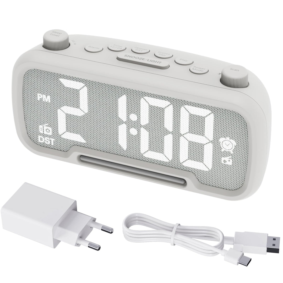 ROCAM Digitaler Radiowecker für das Schlafzimmer, mit warmem Nachtlicht und Bluetooth, Wecker Digita