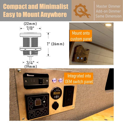 acegoo 12V 3 Weg Dimmschalter Kit, DC 12 Volt LED PWM Dimmer Schalter Edelstahl Stufenloses Dimmen 6