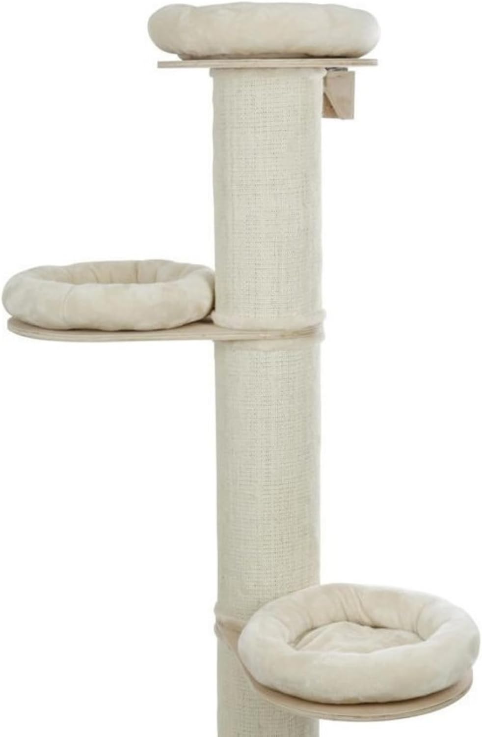 RL24 - Kratzbaum K2 – Katzenbaum mit 3 Plattformen & Plüschkissen in beige – mit Sisalteppich an der