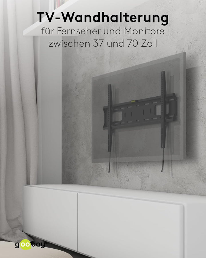 Goobay 49891 TV-Wandhalterung Pro Fixed (L), 37" bis 70" (94 cm – 178 cm), 50 Kg, einfache & sichere
