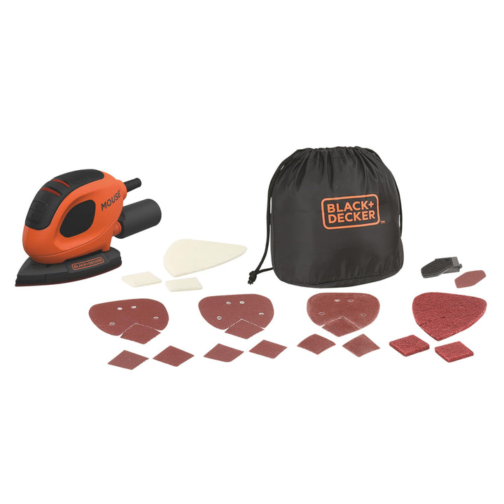 BLACK+DECKER Dreieckschleifer Mouse für staubfreies Schleifen (55 Watt Schleifmaschine, Schleifplatt