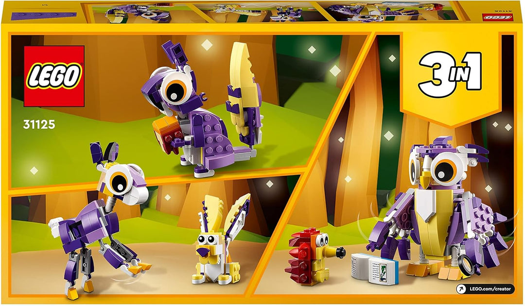 LEGO Creator 3-in-1 Wald-Fabelwesen: Hase - Eule - Eichhörnchen, Set mit Tierfiguren zum Bauen, Spie