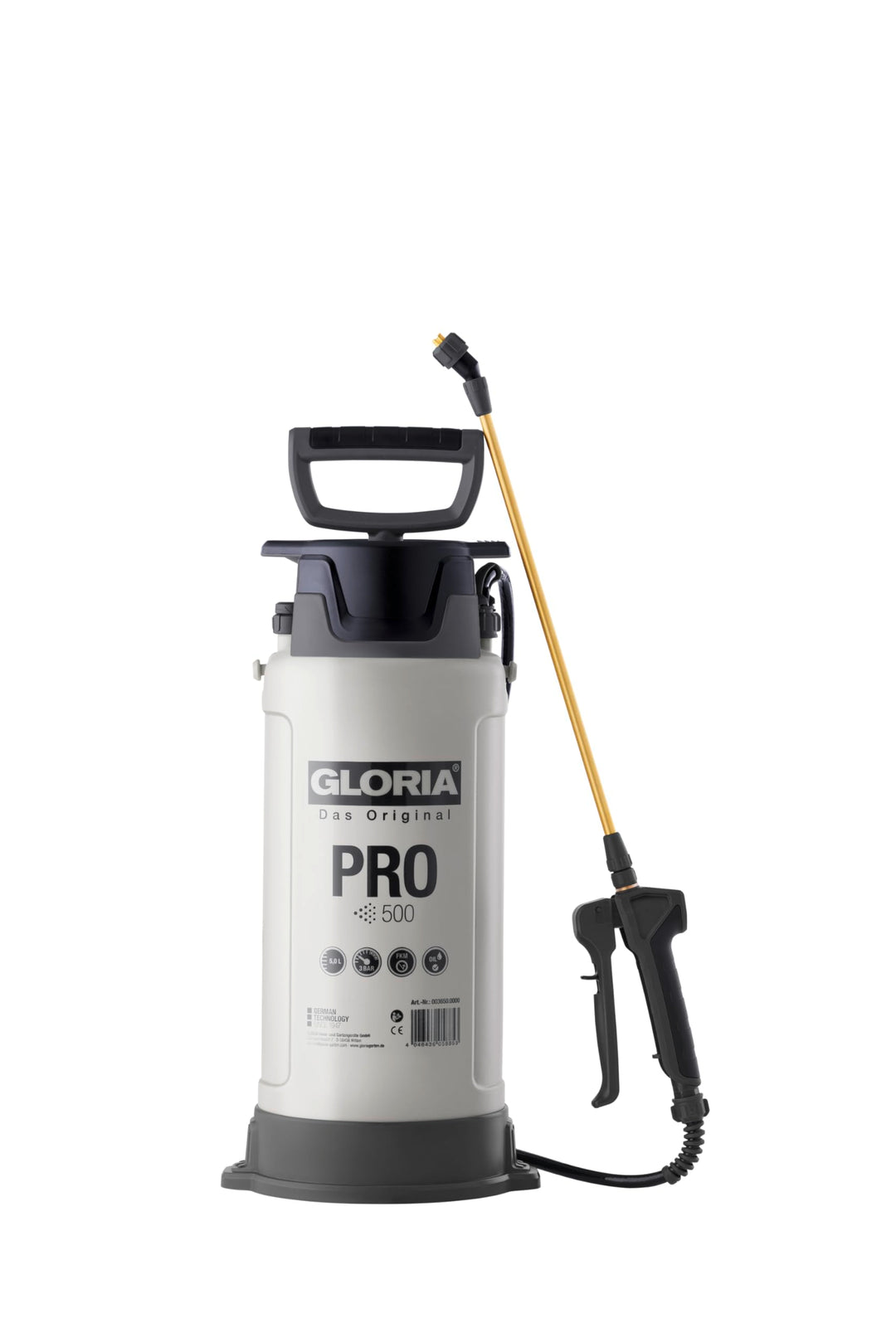 Gloria Drucksprüher PRO 500 | 5 L Profi Sprühgerät für BAU & Handwerk | Ölfest Dank FKM-Dichtungen |