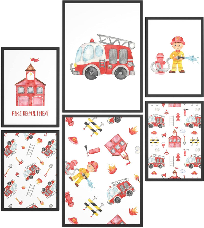 Papierschmiede® Bilder Kinderzimmer Kids Mood Poster Set Feuerwehr, Kinderzimmer Bilder Babyzimmer D