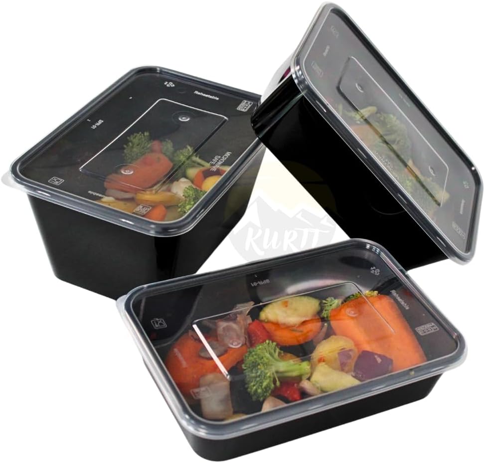 KURTT 100 Stück, Mealprep-Behälter, Mahlzeitsbehälter, Mikrowellenschalen mit Deckeln, Frischhaltebe