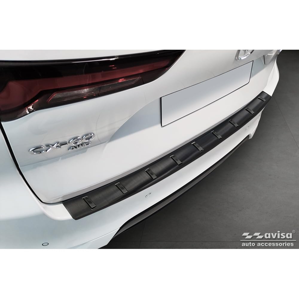 Avisa Schwarz Edelstahl Heckstossstangenschutz kompatibel mit Mazda CX-60 (KH) 2022- 'STRONG EDITION